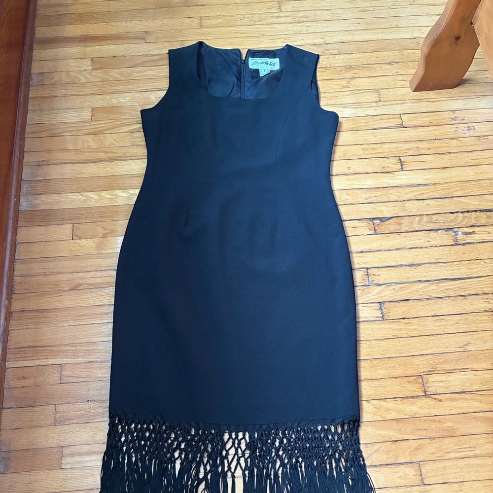 Elizabeth Kay Black Sleeveless Flapper-Style Dress